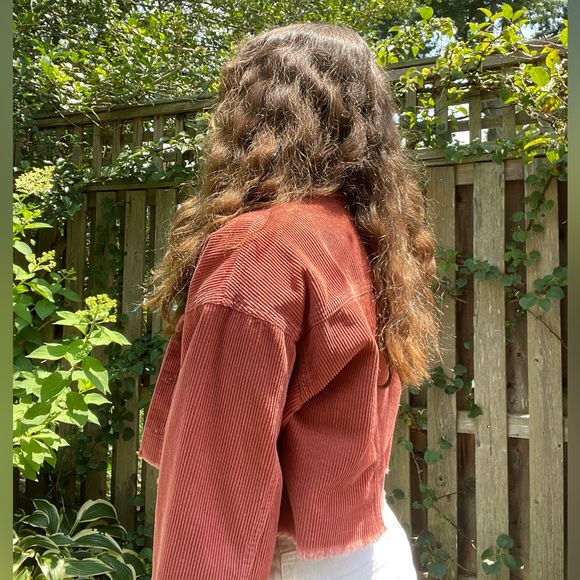 Red Corduroy Cropped Jacket - Picture 2 of 5